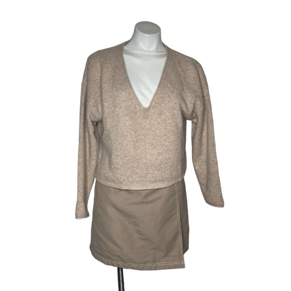 BABATON Sweater V Neck Pullover Top Boxy Cropped 100% Cashmere Womens Size XS
